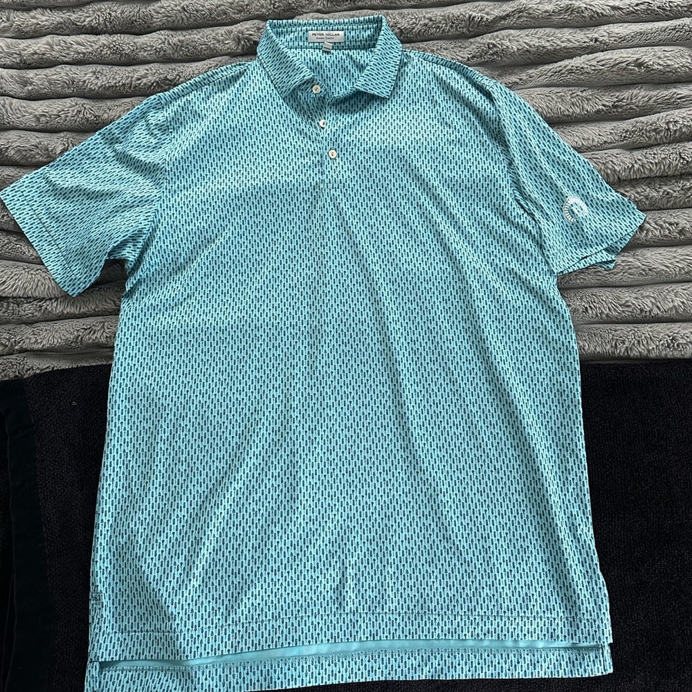 Peter Millar Aqua Patterned Polo Shirt
